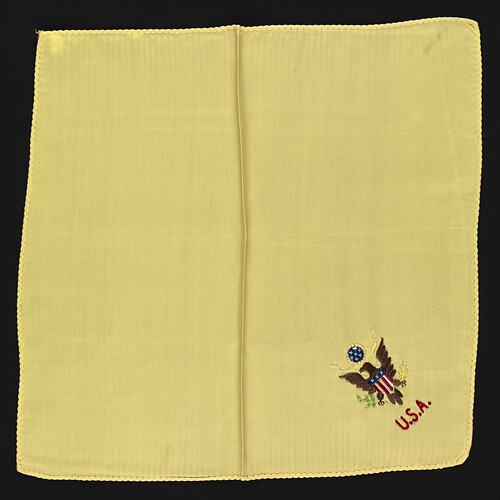 Handkerchief - 'U.S.A.', Yellow Rayon, circa 1939