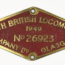 Locomotive Builders Plate - North British Locomotive Co., Glasgow, Scotland, 1949