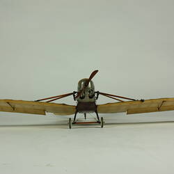 Model aeroplane viewed from front.