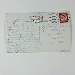 Postcard - Eileen Nevin, Manchester to Leech Family, Frankston, Victoria, 17 Aug 1955