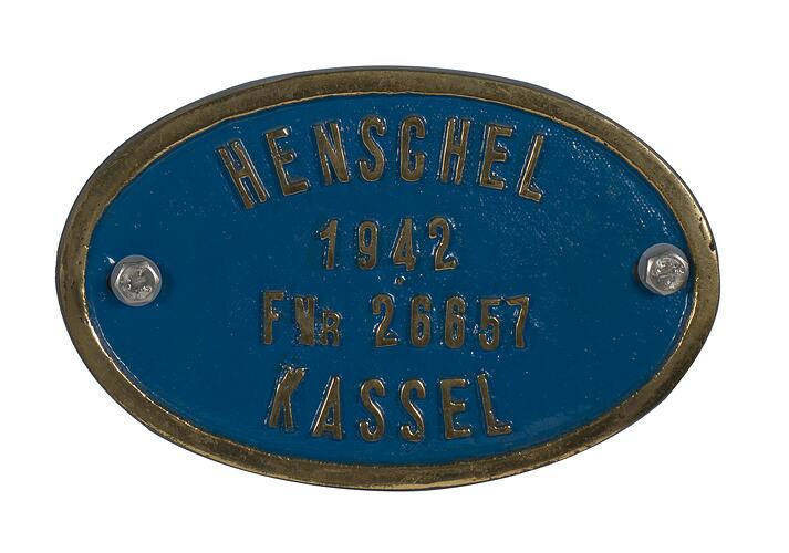 Locomotive Builders Plate - Henschel & Sohn, Kassel, Germany, 1942