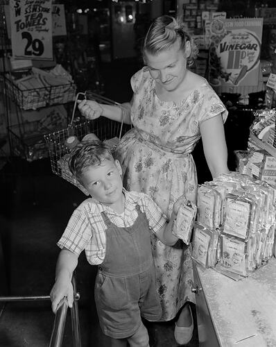 Woman and Child in a Supermarket, Melbourne, Victoria, Jan 1959