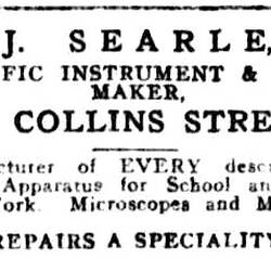 Advertisment - J. Searle, Scientific Instrument & Watch Maker, 'Tribune', 09 Nov 1916
