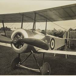 Photograph - Basil Watson Seated in his Completed Biplane Outside the Family Home, 'Foilacleugh', Elsternwick, Victoria, 1916