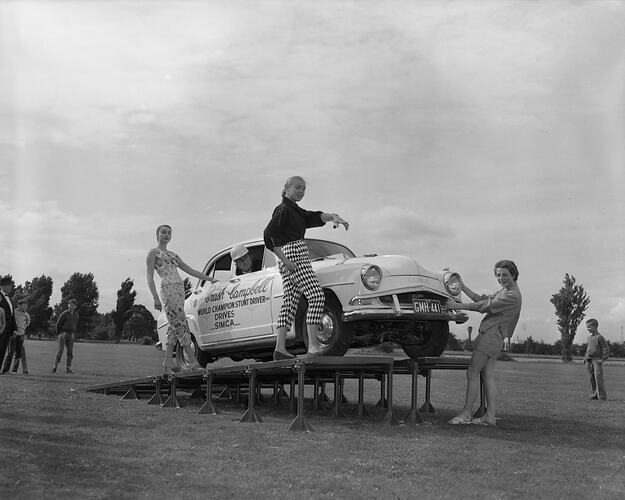 Crash Campbell, World Champion Stunt Driver', Melbourne, Victoria, 1956