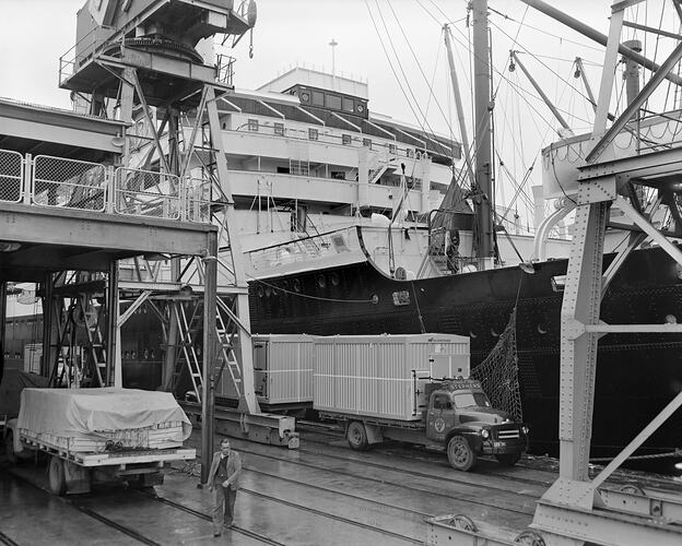 Transport of Cargo Shipping Containers, Victoria, Oct 1958