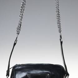 Handbag - Cylindrical, Shoulder Strap, Black Leather, circa 1965