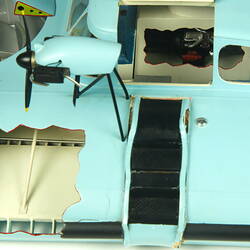 Light blue hovercraft, detail of cutaway.