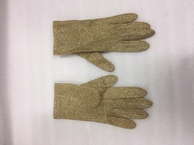 Pair Of Gloves - Gold Lurex, Sylvia Motherwell, circa 1970s