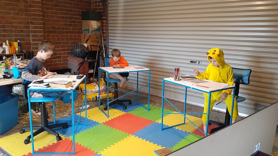 Digital Photograph - Owen, Rory and Hugh Quinn Learning at Home, Koo Wee Rup, Victoria, 17 Apr 2020