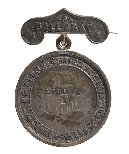 Medal - Old Identities Association, Ballarat, Victoria, Australia, 1850-1899