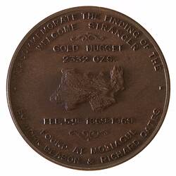 Medal - Centenary, Discovery of "The Welcome Stranger" Nugget, 1969 AD