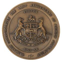 Medal - Tasmanian 150th Anniversary of British Settlement, 1953 - 1954 AD