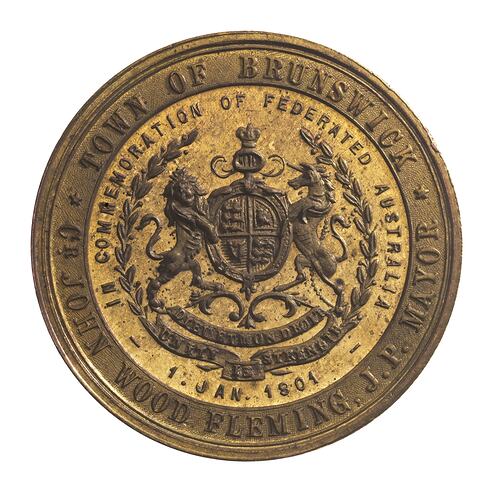 Medal - Australian Commonwealth, Town of Brunswick, 1901 AD