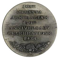 Medal - Australias 150th Anniversary, Sydney Regatta, 1938 AD