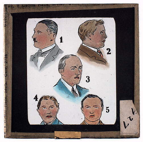 Lantern Slide - Universal Opportunity League, Five Male Heads