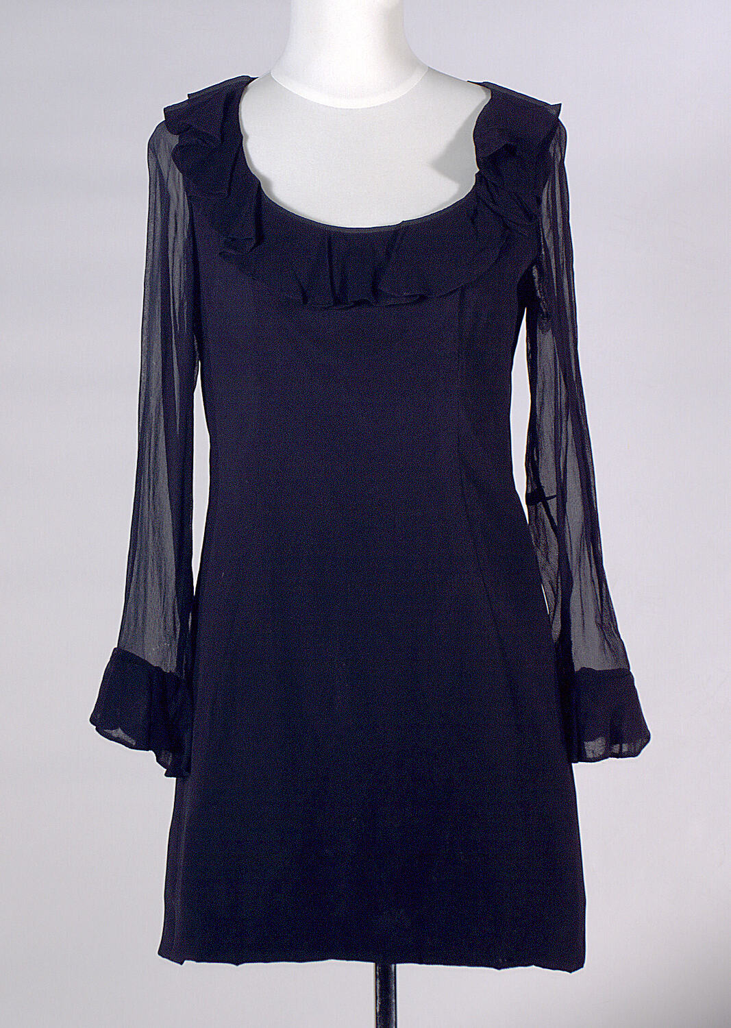 Dress - Prue Acton, Evening Mini, Black Rayon, circa 1965