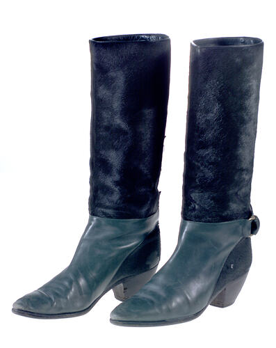 Pair of Boots - Green Hide and Leather