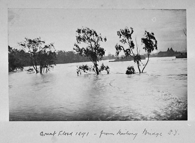 Our Home River (The River Yarra). Great Flood 1891 -  from Railway Bridge S.Y.
