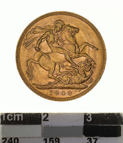 Coin - Sovereign, Western Australia, Australia, 1908, photographed by Museums Victoria