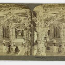 Stereograph - 'Worshippers Before an Image in the Exquisitely Carved Temple of Vimala Sah'
