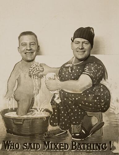 Digital Photograph - Two Men in Novelty 'Bathing' Photograph, Luna Park, circa 1937