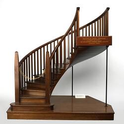 Wooden model of spiral staircase.
