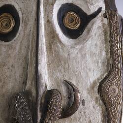 Stool, Papua New Guinea (detail of eyes and nose)
