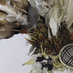 Bird of Paradise Headdress, front view, detail