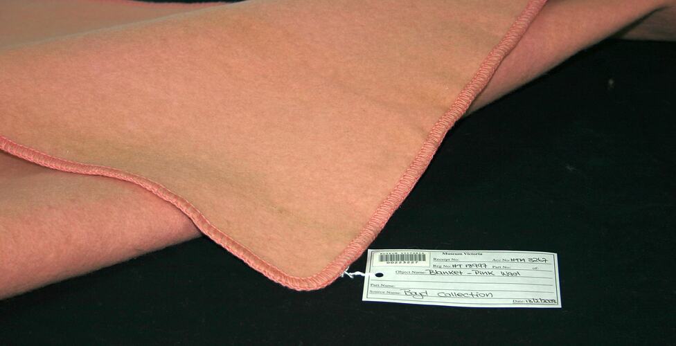 Baby Blanket - Pink Wool, circa 1950s
