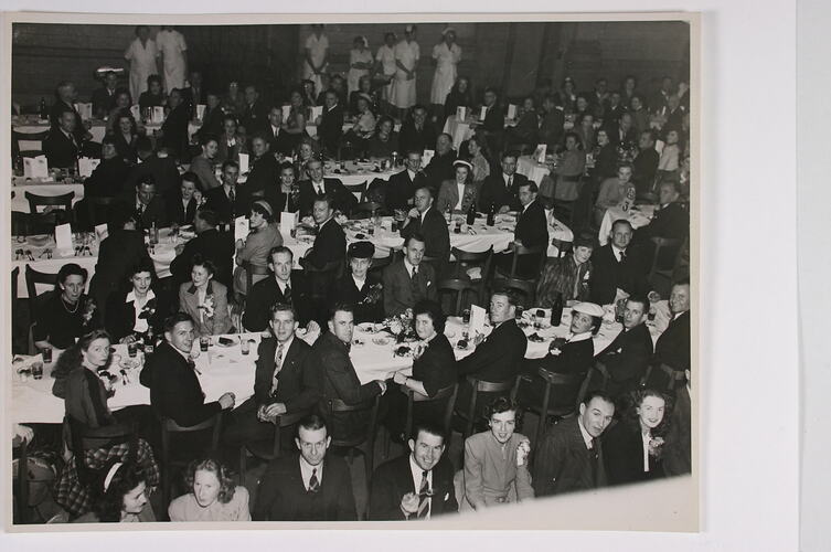 Photograph - Dinner for Returned World War II Personnel, Large Group Seated at Tables, Kodak, Sydney, 1946-1947