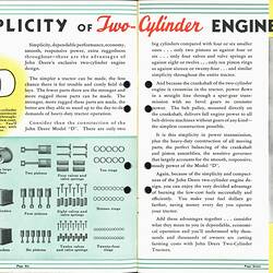 Two page brochure outlining the two-cylinder engine design