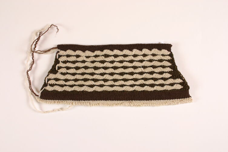 Knitting Sample - Edda Azzola, Brown & Cream, circa 1960s