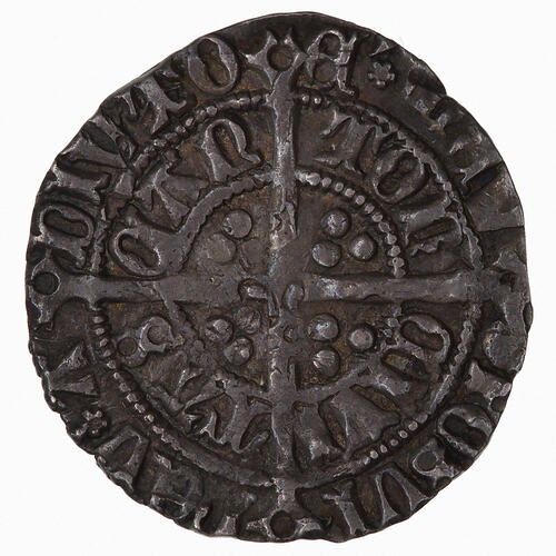 Coin, round, long cross pattee divides legend, three pellets in each angle; text around.