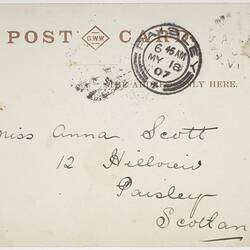 Postcard - Aboriginal Australian with Boomerang, To Anna Scott from Marion Flinn, Melbourne, 16 Apr 1907