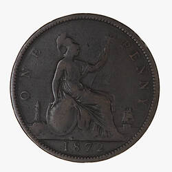 Coin - Penny, Queen Victoria, Great Britain, 1872 (Reverse)