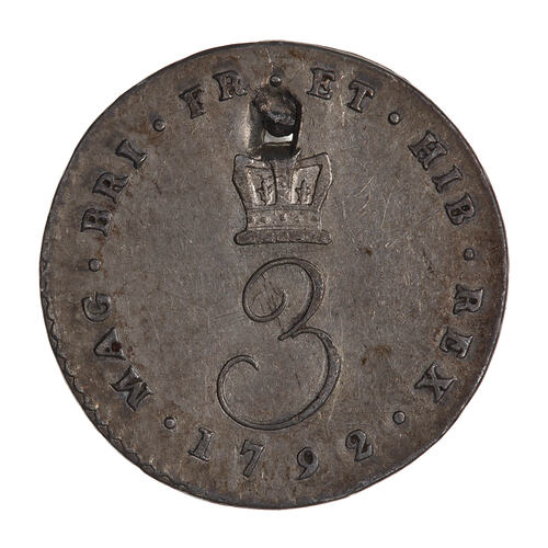 Coin - Threepence, George III, Great Britain, 1792 (Reverse)