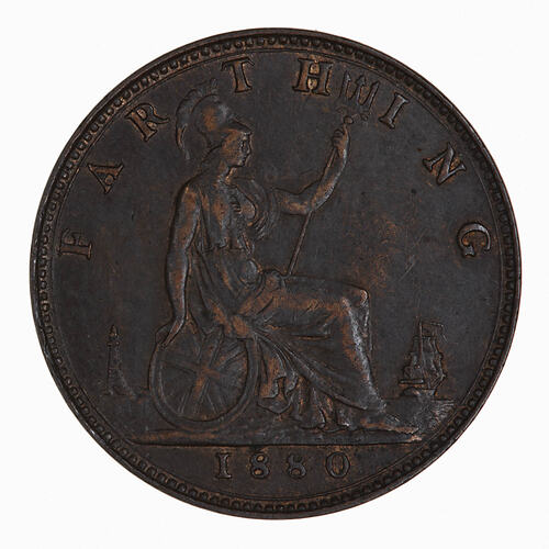 Coin - Farthing, Queen Victoria, Great Britain, 1880 (Reverse)