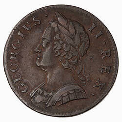 Coin - Halfpenny, George II, Great Britain, 1753 (Obverse)