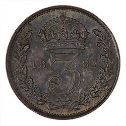 Coin - Threepence, Queen Victoria, Great Britain, 1887