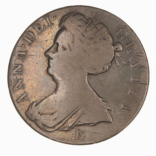 Coin - Crown 5 Shillings, Queen Anne, Great Britain, 1707 (Obverse)