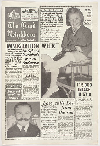 Newsletter - The Good Neighbour, Department of Immigration, No 44, Sep 1957