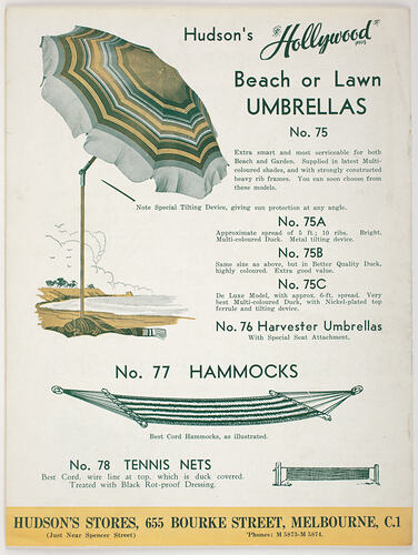 Hudson's Hollywood Tents and Camping Equipment Catalogue 1941