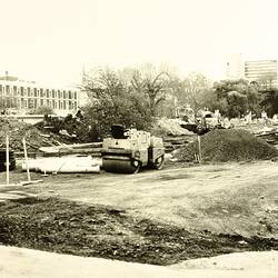 Photograph - Construction of Centennial Gardens  from North, Exhibition Building, Melbourne, 1980