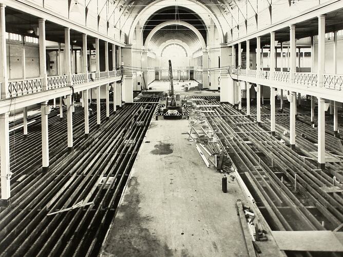 Photograph - Programme '84, Timber Floor Replacement in the Great Hall, Royal Exhibition Buildings, 14 Dec 1984