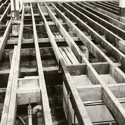 Photograph - Programme '84, Timber Floor Replacement in the Great Hall, Royal Exhibition Buildings, 3 Oct 1984