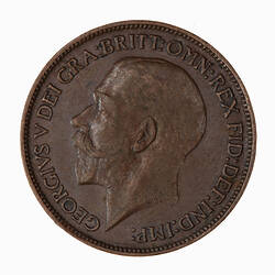 Coin - Halfpenny, George V, Great Britain, 1919 (Obverse)
