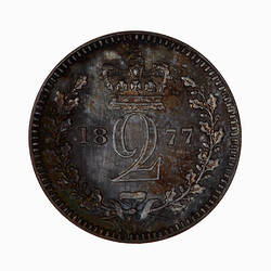 Coin - Twopence (Maundy), Queen Victoria, Great Britain, 1877 (Reverse)