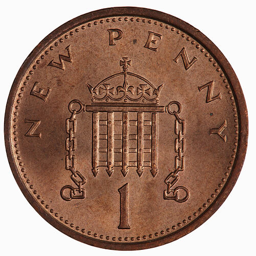 Coin - 1 New Penny, Elizabeth II, Great Britain, 1975 (Reverse)