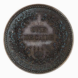 Pattern Coin - Florin (Decade), Queen Victoria, Great Britain, 1848 (Reverse)